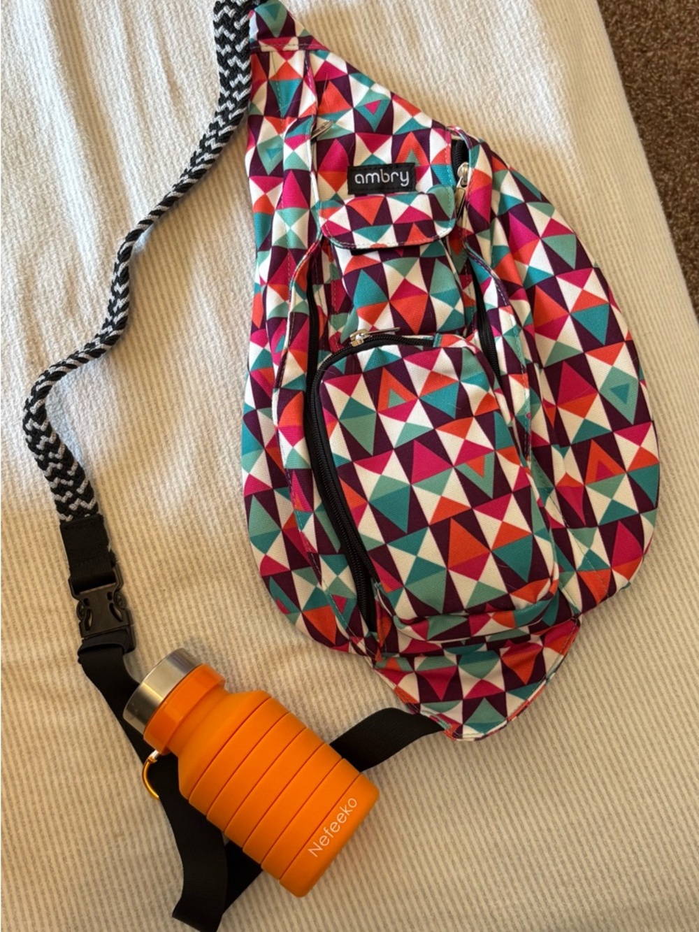 Ambry Multicolor Geometric Crossbody Sling Bag - Vibrant Triangle Design